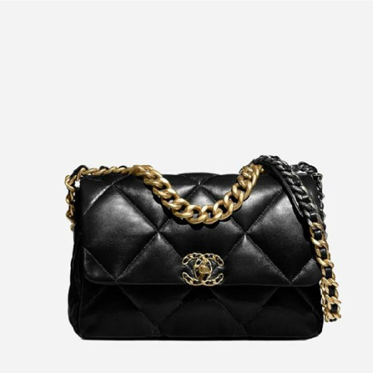 ❤샤넬 19 플랩백 램스킨 라지 블랙 골드 - Chanel 19 Flap Bag Lamb skin Large Bag - ch2686z