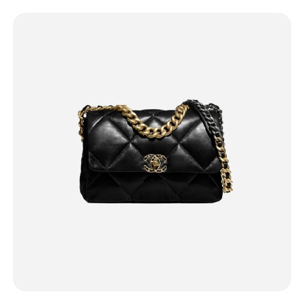 ❤샤넬 19 플랩백 램스킨 라지 블랙 골드 - Chane19 Flap Bag Lamb skin Large Bag - ch2686z