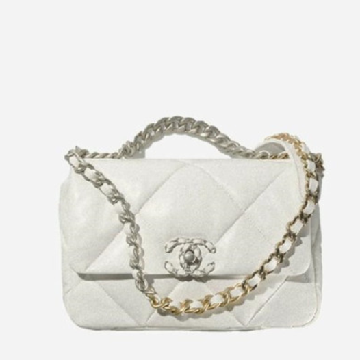❤샤넬 19 플랩백 램스킨 라지 화이트 실버 - Chanel19 Flap Bag Lamb skin Large Bag - ch2687z