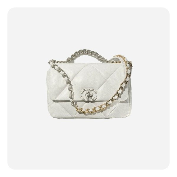 ❤샤넬 19 플랩백 램스킨 라지 화이트 실버 - Chane19 Flap Bag Lamb skin Large Bag - ch2687z