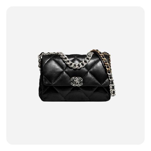 ❤샤넬 19 플랩백 램스킨 라지 블랙 실버 - Chane19 Flap Bag Lamb skin Large Bag - ch2688z