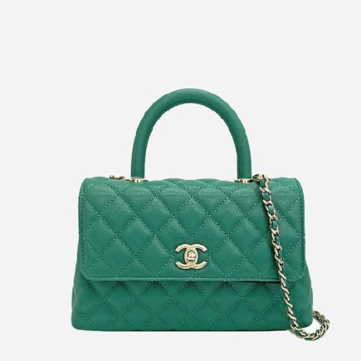 ❤샤넬 코코핸들 스몰 그린 골드 - Chanel Coco Handle Small Bag - ch2694z