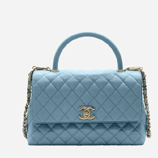 ❤샤넬 코코핸들 미디움 블루 골드  - Chanel Coco Handle Medium Bag - ch2700z