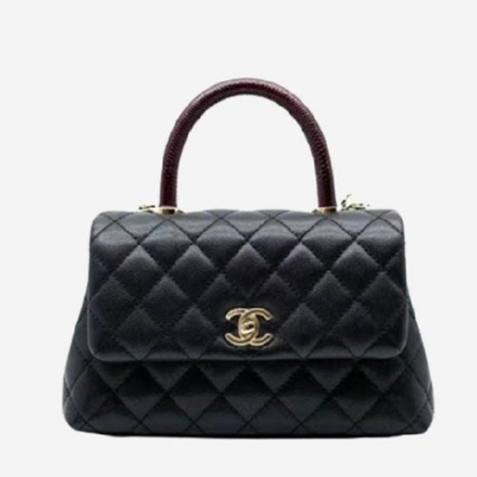❤샤넬 코코핸들 스몰 블랙 골드 리자드  - Chanel Coco Handle Small Bag - ch2701z