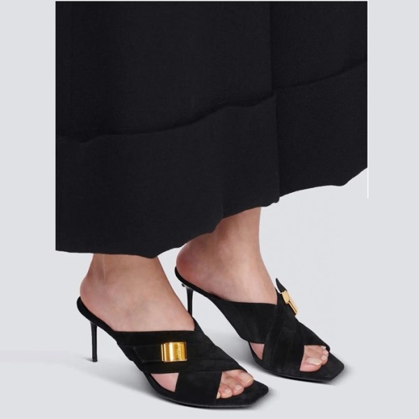 ❤발망 여성 블랙 샌들 - Balmian Womens Black Sandal - bas1564x