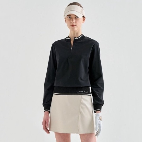 ❤[LANVIN BLANC] 랑방블랑 여성 스트레치 로고 하프 집업 탑 - gol1352x