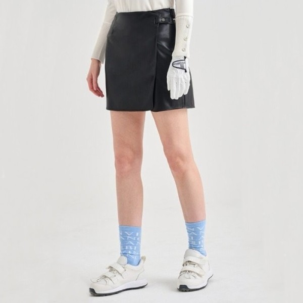 ❤[LANVIN BLANC] 랑방블랑 여성 페이크 레더 퍄널 랩 스커트 - gol1357x