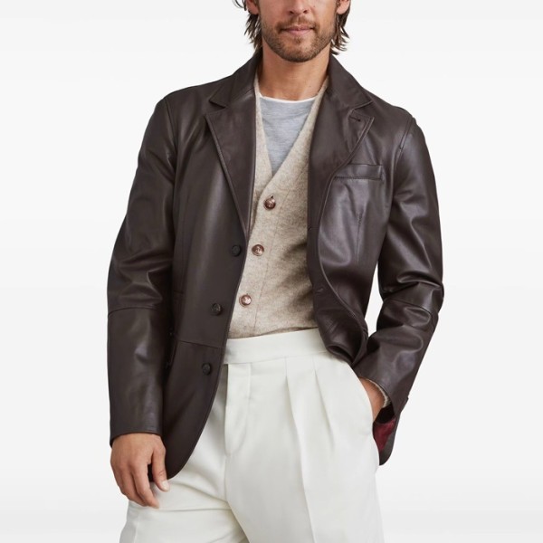 ❤브루넬로쿠치넬리 남성 가죽 자켓 - Brunello Cucinelli Mens Leather Jacket - brc2984x