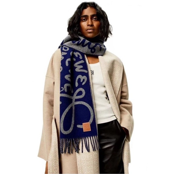 ❤로에베 남/녀 양면 머플러 - Loewe Unisex Navy Muffler -acc2659x