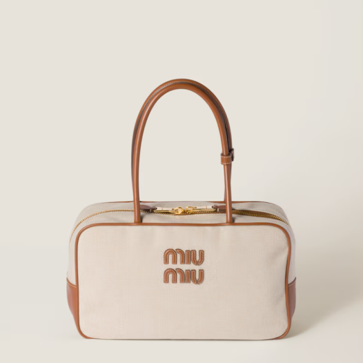 ★미우미우 여성 캔버스 및 가죽 보 백 라지 - Miumiu Womens Beau Bag