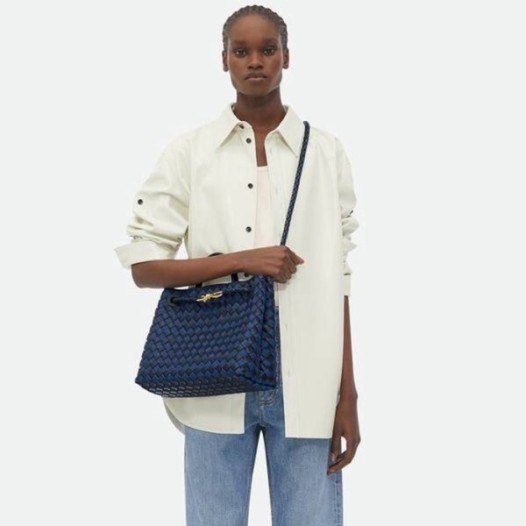 ❤보테가베네타 여성 블랙/블루 미디엄 안디아모 - Bottega Veneta Womens Andiamo - bvb3586x