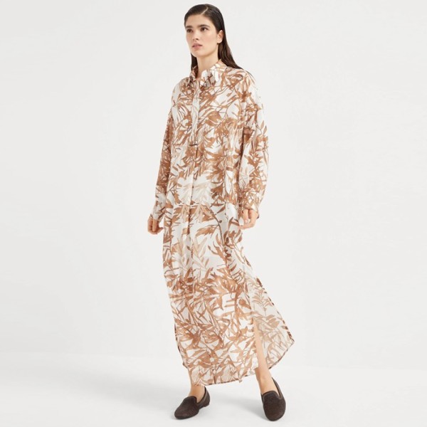 ❤브루넬로쿠치넬리 여성 허바리움 프린트 폰지 셔츠 드레스 - Brunello Cucinelli Womens Herbarium Print Pongee Shirt Dress - brc6180x