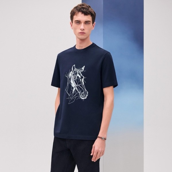 ❤에르메스 남성 라운드 반팔티 - Hermes Mens Round Tshirt - hec6640x