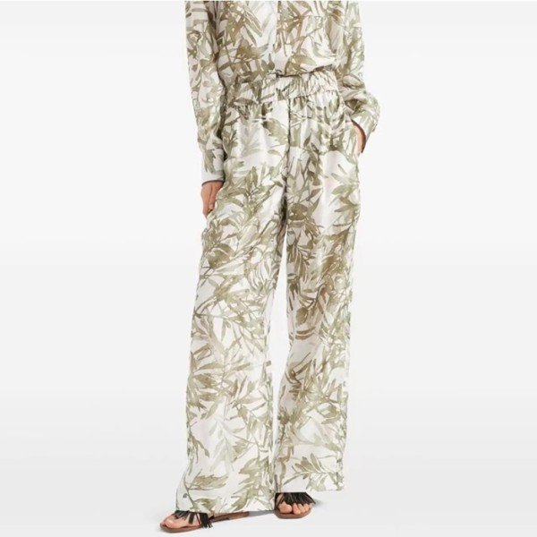 ❤브루넬로쿠치넬리 여성 실크 허바리움 프린트 폰지 파자마 스타일 루즈 팬츠 - Brunello Cucinelli Womens Silk Herbarium Print Pongee Pyjama-style Loose Trousers - brc6911x