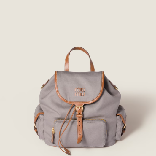 미우미우 여성 캔버스 및 가죽 백팩 라지 - MiuMiu Womens Canvas and Leather Backpack