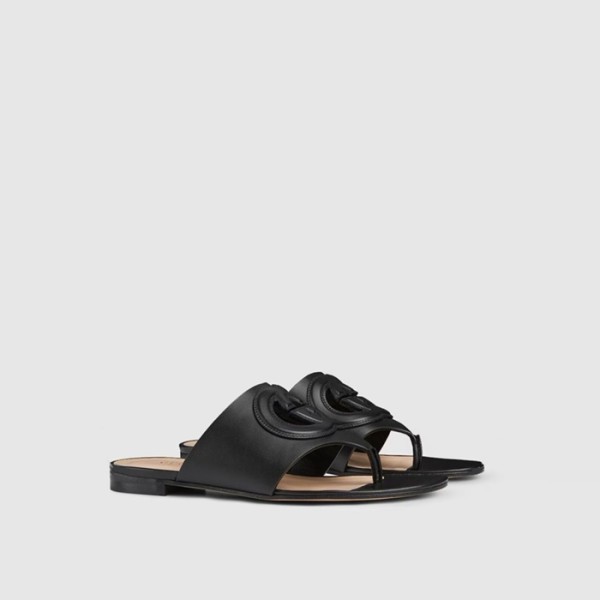 ❤구찌 여성 GG 레더 플랫 쪼리 - Gucci Womens GG Leather Flat Slip-on Sandals - gus6202x