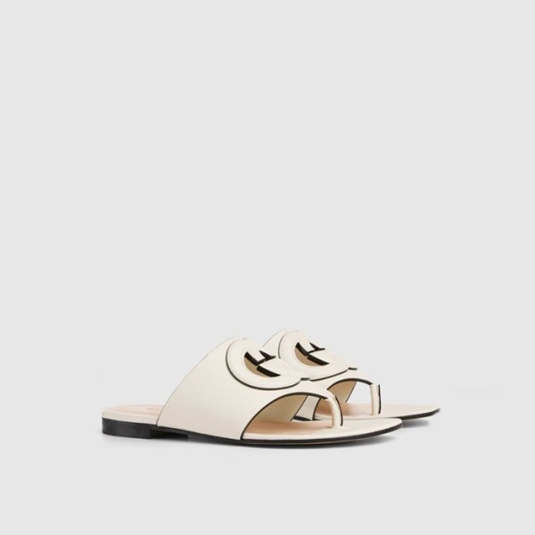 ❤구찌 여성 GG 레더 플랫 쪼리 - Gucci Womens GG Leather Flat Slip-on Sandals - gus6203x