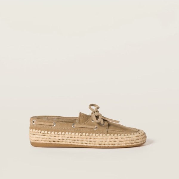 ❤미우미우 여성 스웨이드 라피아 보트 슈즈 - Miumiu Womens Suede Raffia Boat Shoes - hes6206x