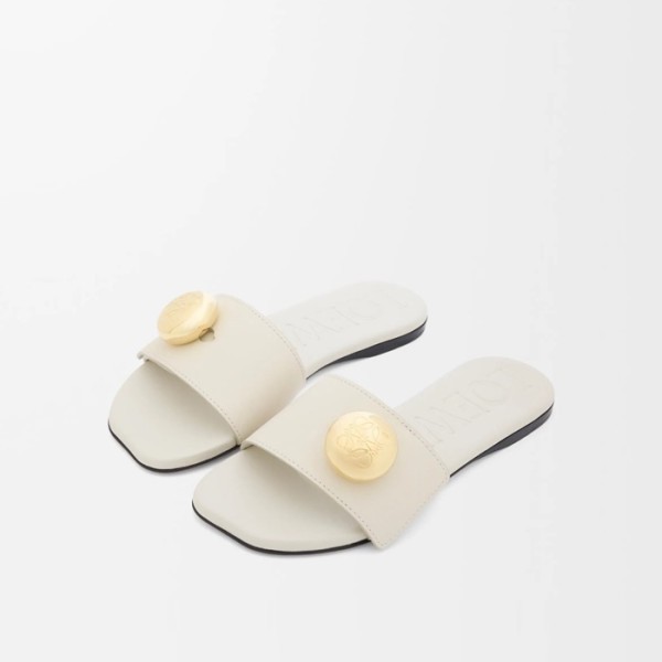 ❤로에베 여성 페블 레더 슬라이드 - Loewe Womens Pebble Leather Slides - los6214x