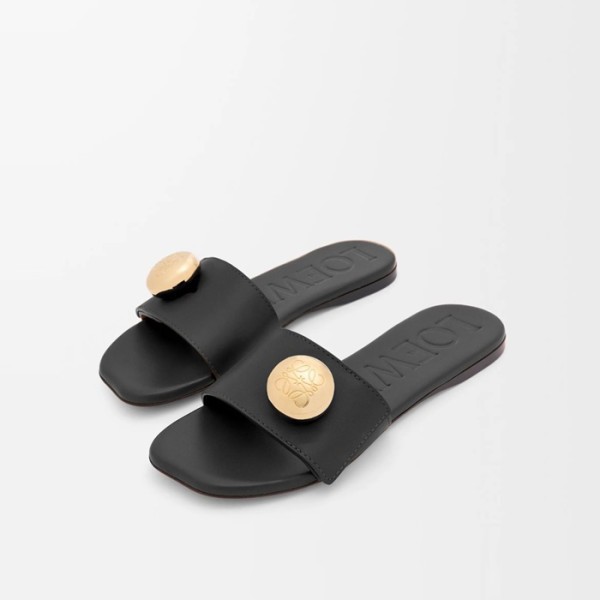 ❤로에베 여성 페블 레더 슬라이드 - Loewe Womens Pebble Leather Slides - los6215x