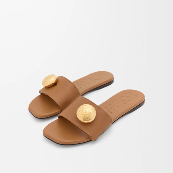 ❤로에베 여성 페블 레더 슬라이드 - Loewe Womens Pebble Leather Slides - los6216x
