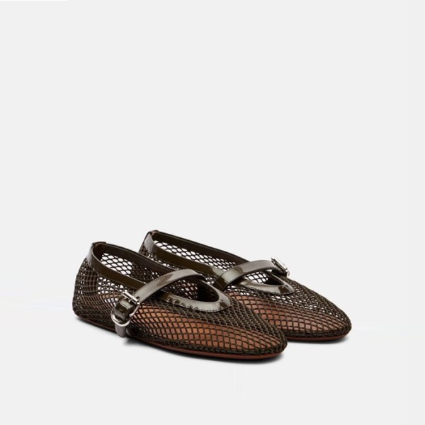 ❤알라이아 여성 피시넷 발레 플랫 슈즈 - Alaia Womens Fishnet Ballet Flat Shoes - als6235x