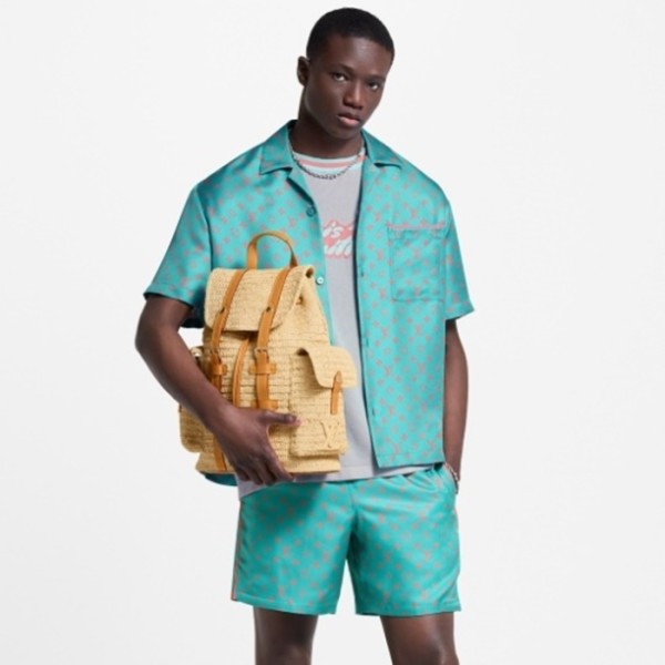 ❤루이비통 남성 모노그램 쇼트 슬리브드 실크 셔츠 - Louis vuitton Mens Monogrammed Short Sleeve Silk Shirt - lvc7540x