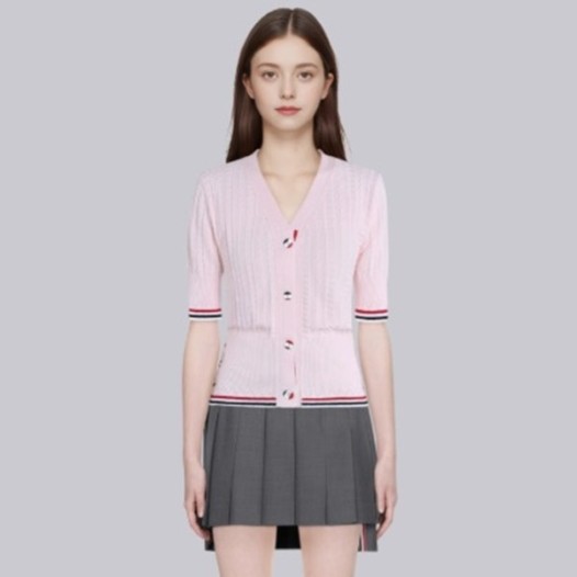 ❤톰브라운 여성 브이넥 니트 반팔티 - Thom Browne Womens V-neck Knit - thc7573x