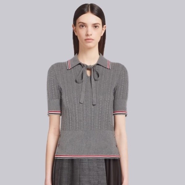 ❤톰브라운 여성 폴로 니트 반팔티 - Thom Browne Womens Polo Knit - thc7575x