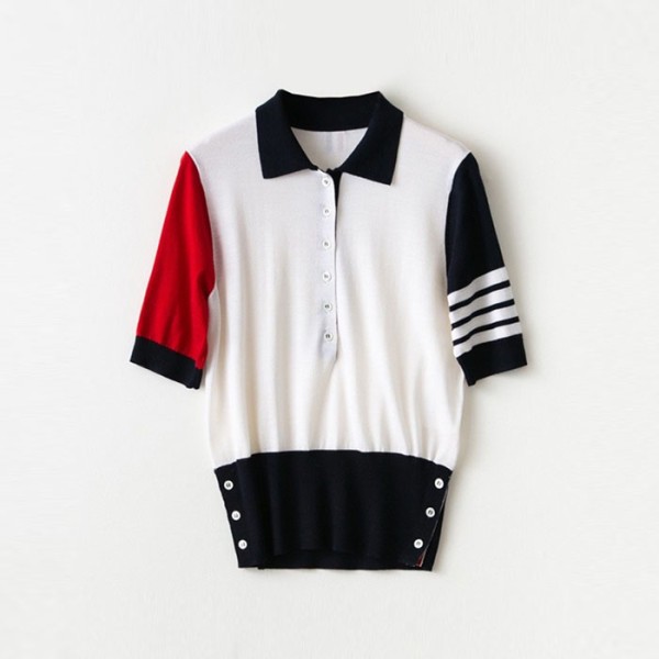 ❤톰브라운 여성 폴로 니트 반팔티 - Thom Browne Womens Polo Knit - thc7576x