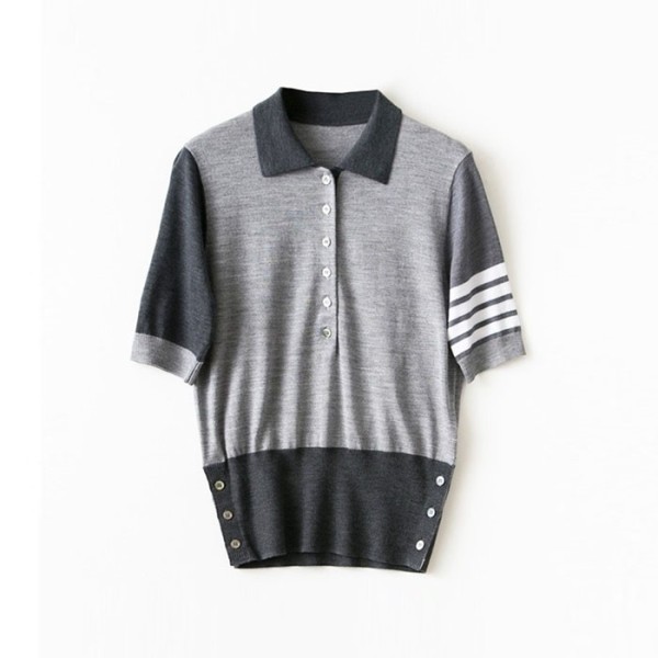 ❤톰브라운 여성 폴로 니트 반팔티 - Thom Browne Womens Polo Knit - thc7577x