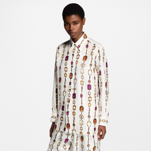 ❤루이비통 여성 네크리스 프린트 셔츠 - Louis vuitton Womens Necklace Print Shirt - lvc7705x