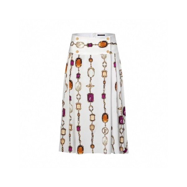 ❤루이비통 여성 네크리스 프린트 미디 스커트 - Louis vuitton Womens Necklace Print Midi Skirt - lvc7706x