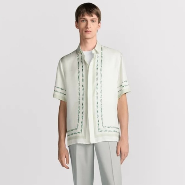 ❤디올 남성 꾸뛰르 은방울꽃 반소매 셔츠 - Dior Mens Couture Silver Bell Flower Shirt - dic7713x