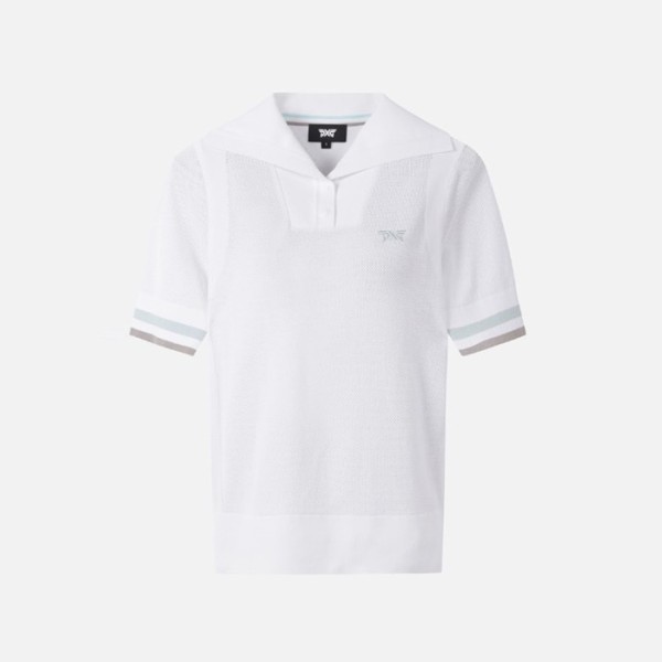 ❤PXG 여성 썸머 포인트 카라 숏 슬리브 니트 - gol1719x