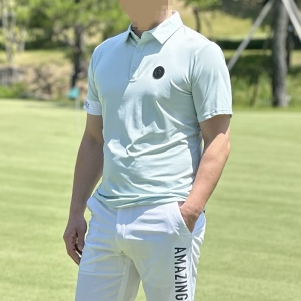 ❤[AMAZINGCRE] 어메이징크리 남성 에어로 쉴드 카라 쇼츠 티셔츠 - gol1722x