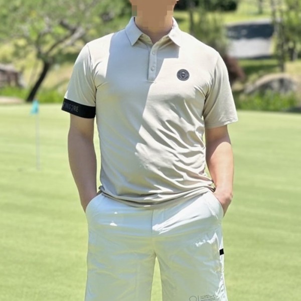 ❤[AMAZINGCRE] 어메이징크리 남성 에어로 쉴드 카라 쇼츠 티셔츠 - gol1723x