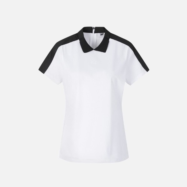 ❤PXG 여성 썸머 컬러 블럭 퍼포레이티드 카라 티셔츠 - gol1744x