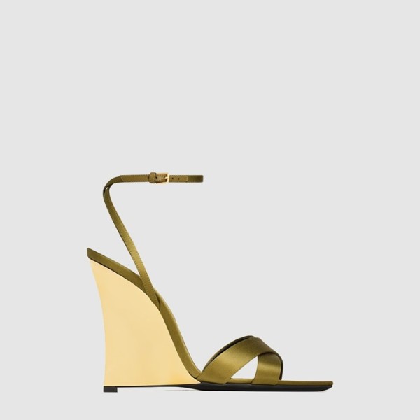 ❤입생로랑 여성 새틴 크레이프 소재 Lucienne 웨지 - Saint Laurent Womens Satin Crepe Material Lucienne Wedge - yss6384x