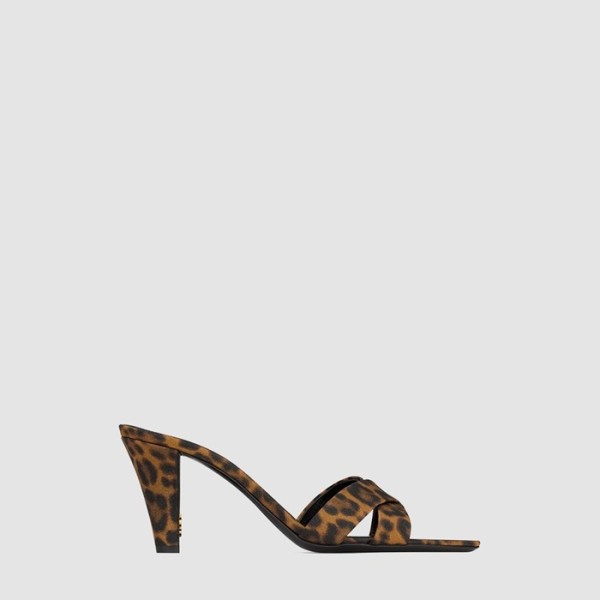 ❤입생로랑 여성 레오파드 그로그랭 Jill 뮬 - Saint Laurent Womens Jill Mule In Leopard Grosgrain - yss7069x