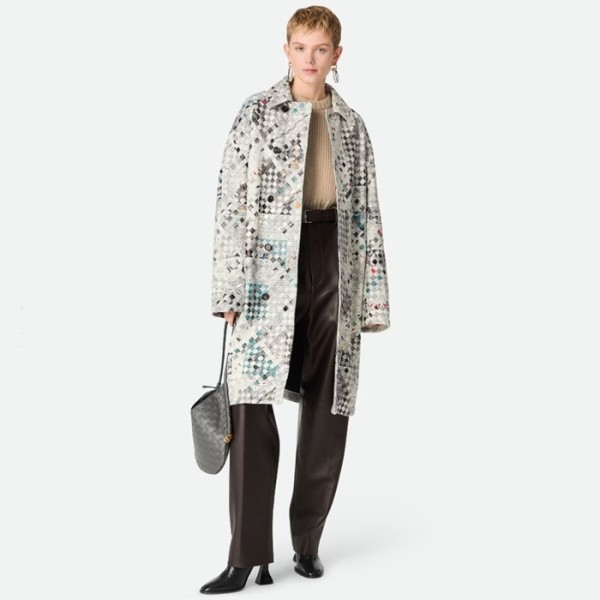 ❤보테가베네타 여성 프린트 인트레치아토 가죽 코트 - Bottega veneta Womens Printed Intrecciato Leather Coat - bvc8074x