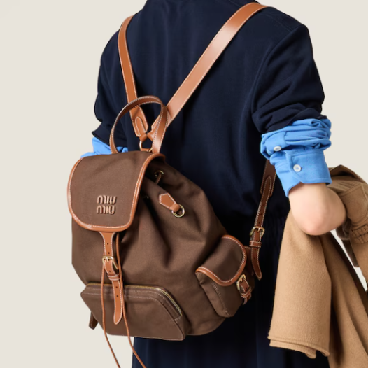 ★미우미우 여성 캔버스 및 가죽 백팩 라지 - MiuMiu Womens Canvas and Leather Backpack