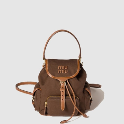★미우미우 여성 캔버스 및 가죽 백팩 미디엄 - MiuMiu Womens Canvas and Leather Backpack