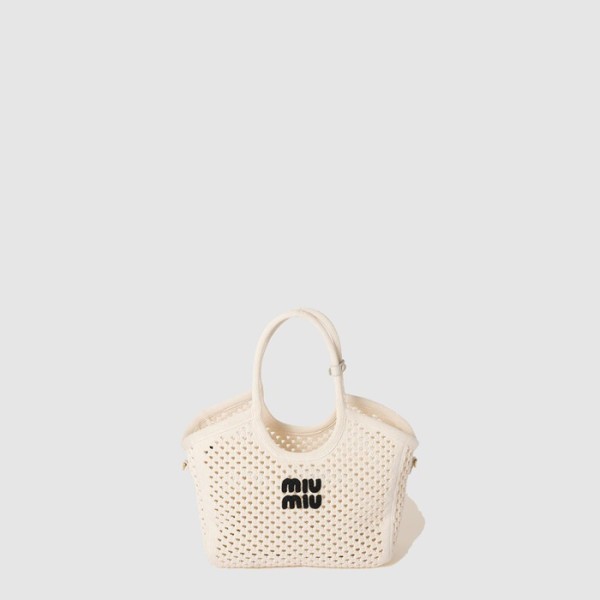 ❤미우미우 여성 코튼 메쉬 아이비 토트 백 - Miumiu Womens Cotton Mesh Ivy Tote Bag - mib10273x