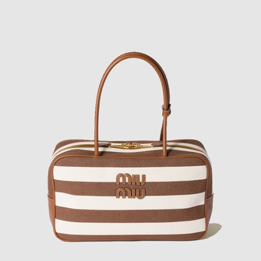 ★미우미우 여성 캔버스 및 가죽 보 백 라지 - Miumiu Womens Beau Bag