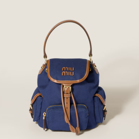 ★미우미우 여성 캔버스 및 가죽 백팩 미디엄 - MiuMiu Womens Canvas Leather Backpack