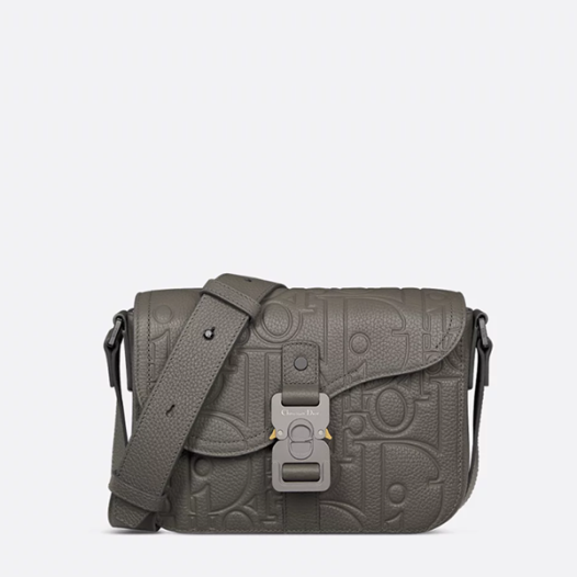 ★디올 남성 새들 스몰 플랩 스트랩 백 블랙/그레이 - Dior Mens Saddle Small Flap Strap Bag