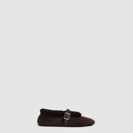 ❤알라이아 여성 메리노 시어링 발레 플랫 슈즈 - Alaia Womens Merino Shearling Ballet Flats - als8448x
