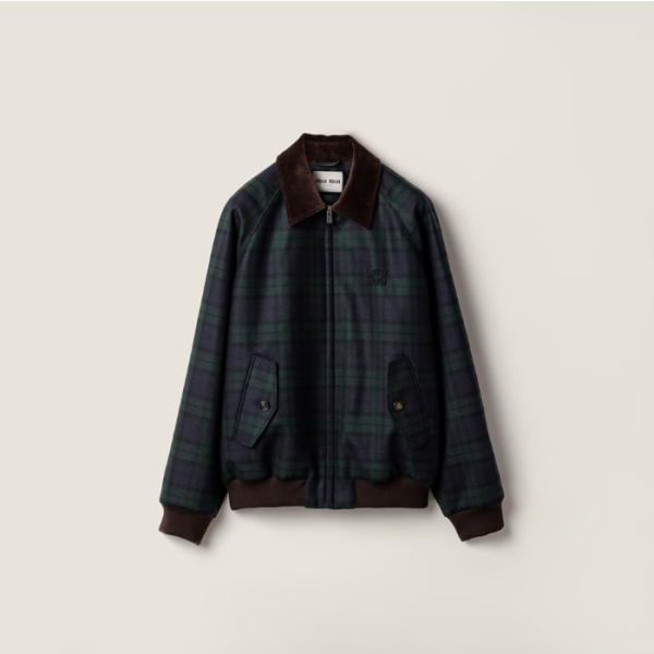❤미우미우 여성 체크 트윌 블루종 자켓 - Miumiu Womens Flanner Twill Blouson Jacket - mic8631x