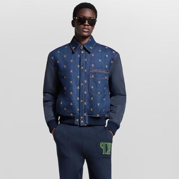 ❤루이비통 남성 업사이클링 데님 바시티 자켓 - Louis vuitton Mens Upcycled Denim Varsity Jacket - lvc8994x